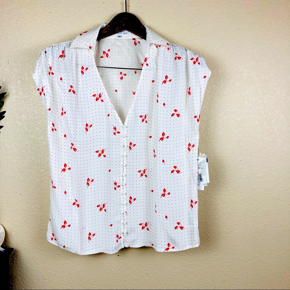 Equipment Floral Polka Dot Button Blouse NWT XXS